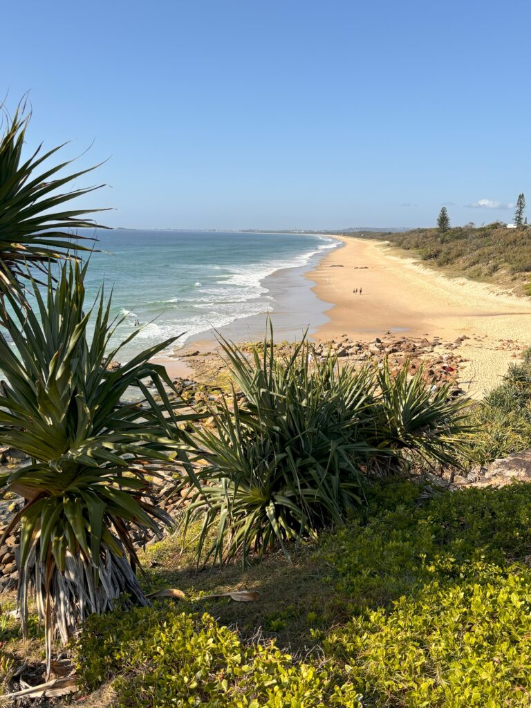 yaroomba-beach-queensland view from point arkwright down yaroomba beach on a clear sunny day